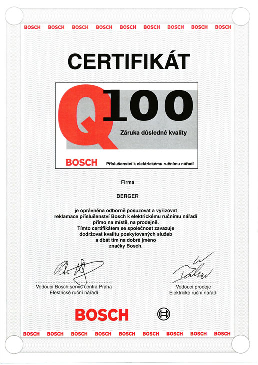 Certifikát Q100